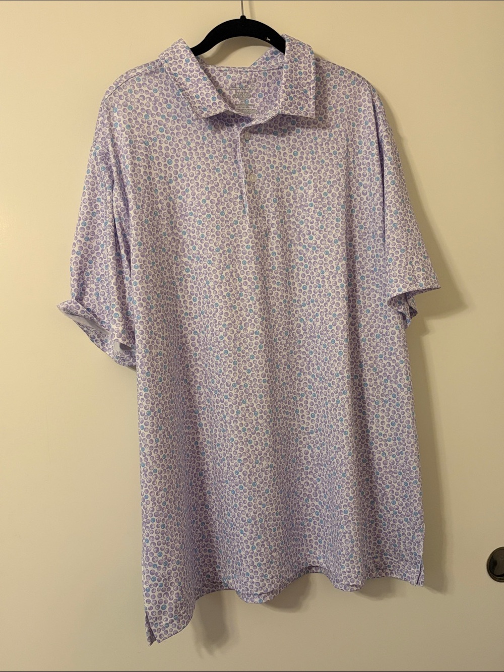 Members Mark Men's Short-Sleeve Polo in Light Lavender Microprint